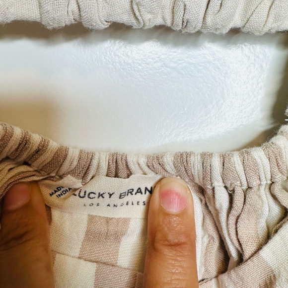 Lucky Brand Striped Tan and White Women's dress - Picture 3 of 10